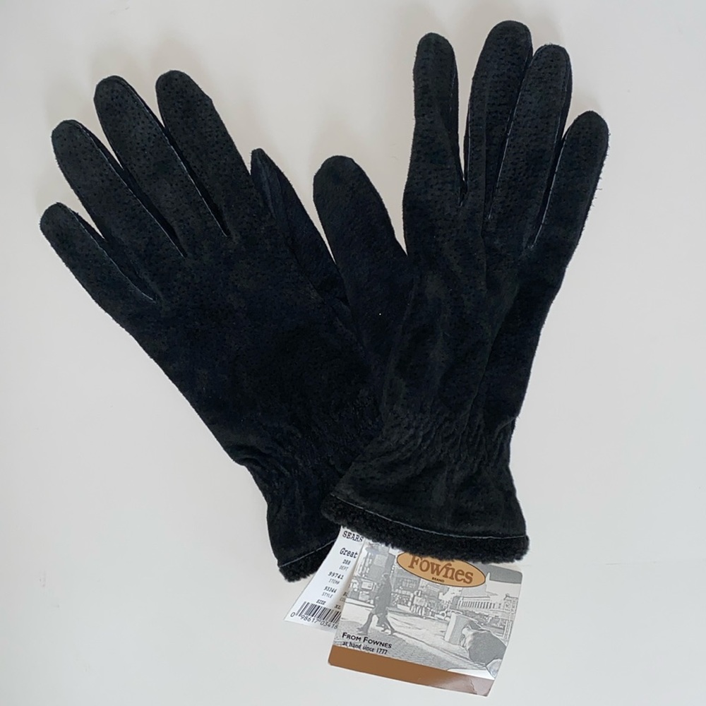 Fownes Fleece Lined Suede Gloves Black Size XL